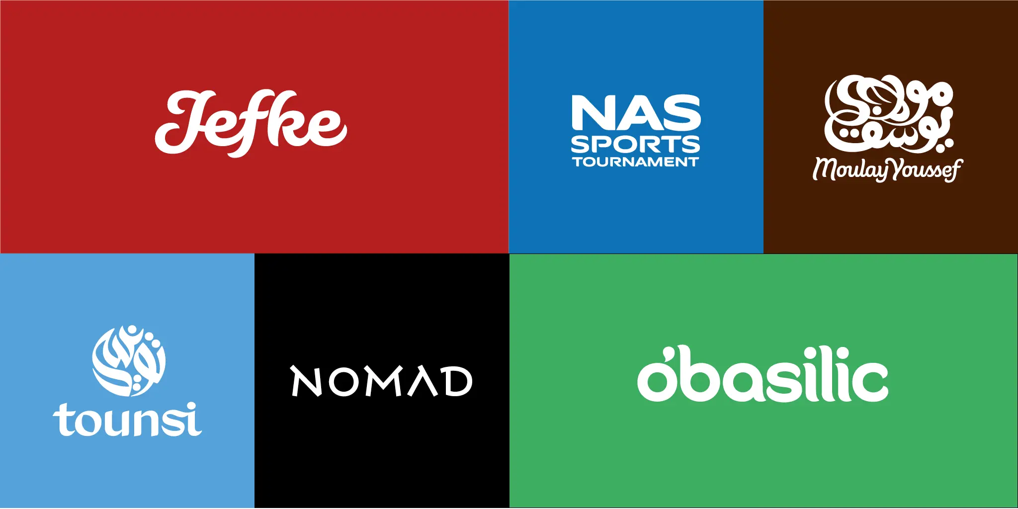 Mosaïque de logos typographiques pour des entreprises et des marques
